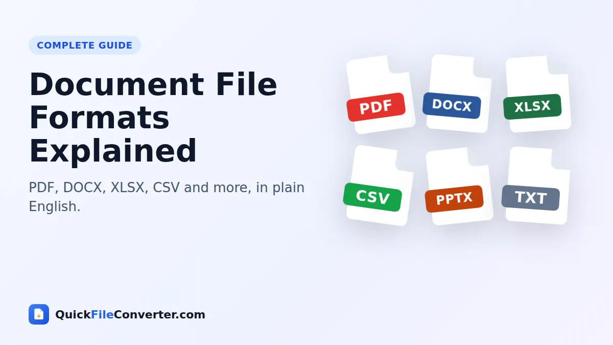 Document file formats guide – PDF, DOCX, XLSX, CSV and more