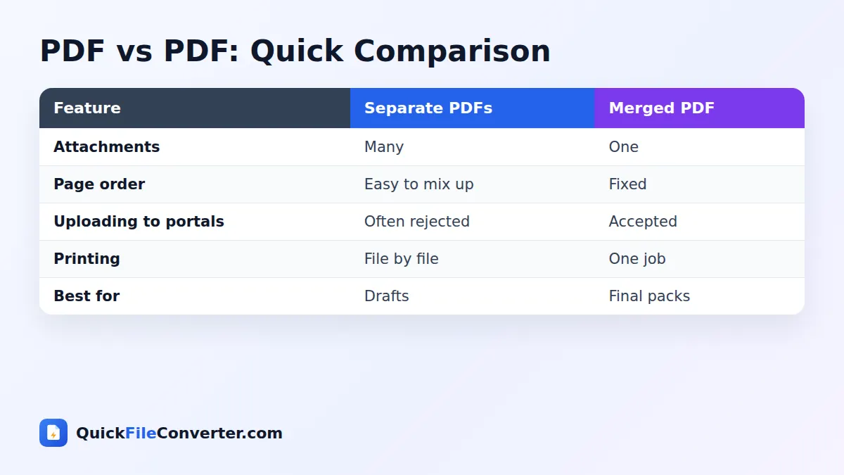 PDF vs PDF comparison for merge PDF conversion